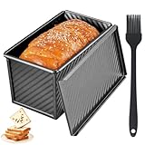 MIUUIPI Brotbackform mit Deckel, Toastbrot Backform mit Deckel, Antihaft Brotform Kastenform, Toastbrotform mit Ölpinsel, Brotformen zum Backen, Toasten, Sandwich, Kuchen (Schwarz)