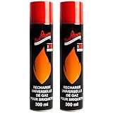 Belfam 2x Kartuschen Butangas-Nachfüllflasche für Feuerzeug 300ml,flambierbrenner, Feuerzeuggas, feuerzeugbenzin 100% Reinheit - 5 Adapters