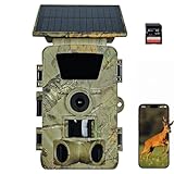 ZYJDGNNY Solar Wildkamera 5K HD 60MP mit Nachtsicht & WLAN-App, 5200mAh Akku + Solar, 0.2s Auslöser, 120° IP67 Wasserdicht, Bewegungsmelder für Outdoor-Tierüberwachung