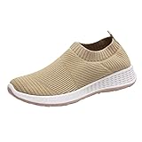 Turnschuhe Frauen Bequeme Einfarbige Trainer Fitness Mesh Damen Schuhe Flach Outdoor Freizeit Freizeit Sport Laufen Atmungsaktive Schuhe Damen Basketballschuhe Golfschuhe (Khaki, 40)