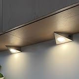 Loevschall Emerald Kit Unterbauleuchte Küche LED 230V, 2er-Kit, Dreieckige LED-Lampe für unterbauleuchte mit 3500K Weißlicht, einfache Installation mit integriertem Schalter, Edelstahl, komplettes Set