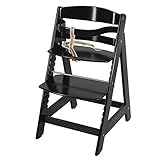roba Treppenhochstuhl Sit Up III - Mitwachsender Baby Hochstuhl - ab 6 Monaten - Kinderhochstuhl aus Holz schwarz - Stuhl bis 50 kg belastbar, 1 Stück (1er Pack)