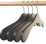 Kleiderbügel aus Holz, Garderobenbügel aus Buchenholz, 5 STK., Made in Austria (anthrazit gebeizt)
