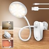 RISEMART Leselampe Bett, Schreibtischlampe mit Touch Dimmbar 3Farben & stufenloser Dimmung, Flexibel Leselampe Kinder USB Wiederaufladbare Klemmleuchte Bettlampe für Bett, Schreibtisch, Schrank