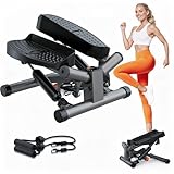 Niceday Twist Stepper für Zuhause | Swing Stepper mit Power Ropes | Stepper Hometrainer mit LCD Display | 2 in 1 Trainingsgerät bis 100kg | Bein/Arm Trainer (Twist Stepper mit Bändern)