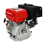 EBERTH 13 PS 9,56 kW Benzinmotor mit 25 mm Ø Welle, Standmotor Kartmotor Antriebsmotor mit Ölmangelsicherung, 4-Takt, 1 Zylinder Benzin Motor, 389 ccm Hubraum, luftgekühlt, Seilzugstart