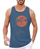 Runcati Printed Tank Top Herren Ärmelloses Sport Muskelshirt Fitness Gym Training Unterhemd Baumwolle Atmungsaktive Bodybuilding Shirt,Blau,L