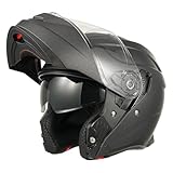 MY Motorrad Klapphelm Integralhelm 935 ,ECE 22.06 Zertifiziert Modular Helm mit Doppelvisier für Damen Herren (Matt Titanium, XL)