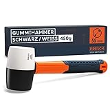 Presch Gummihammer Schwarz/Weiß 450g - Hartgummihammer mit Fiberglasstiel | ⌀=55mm - Allround-Gummihammer mit zwei Seiten für Indoor und Outdoor - Langlebiger Schonhammer