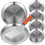 CONGARTENO 6 Stück Teiliges Pizza backblech Lebensmittelechtem Edelstahl Rund Antihaftbeschichtet Hitzebeständig bis Inkl Pizzaschaufel für Backofen und Vielseitiges Servieren