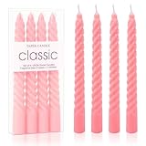 MAJOYLIFE 4 Stück Stabkerzen gedreht,Premium Spiralkerzen,Dinner kerzen Gedreht,Lange Brenndauer von 5 Stunden, ideal zum Dekorieren von Esstischen und für Partys (Rosa)