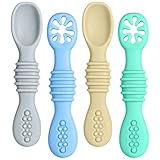 Vicloon Baby Lernlöffel Silikon,4 Stück Starter Breilöffel Set, BPA Frei,Fütterlöffel und Zahnungshilfe für Baby & Kleinkind Säugling Kinder ab 4 Monate