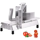 VBENLEM Lebensmittel-Stufe Edelstahl Gemüsehobel für Tomaten Gewerb Tomatenschneider mit Schlittensystem Schneider für Tomaten mit Extrem Scharfen Wellenschliffmessern