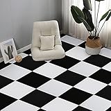 PVC Bodenbelag Selbstklebende Schwarz Weiss Fliesen Vinylboden Dielenboden Medio Dünn Fliesen für Fußbodenheizung Wasserdicht 30X30cm 20 Stück