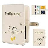 Mutterpasshülle aus Kunstleder, mit F?Chern zur Aufbewahrung von Versicherungskarten,Ultraschallbildern und Mütter Impfpass Hülle - Als Schwangerschaft verkünden Geschenk
