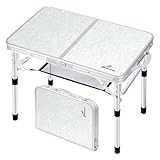 Sportneer Klappbarer Campingtisch, höhenverstellbar, Kleiner Klapptisch, tragbare Campingtische (59,9 cm L x 39,9 cm B (2 Höhen)) mit Netzschicht für Outdoor
