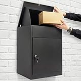 Todeco Paketbriefkasten mit Briefkasten, Abschließbare Paket Postkasten mit Rückholsperre, Standbriefkasten oder Wandbriefkasten, Box Paket geeignet für Hause Apartment Schule Büro, 58x44.5x35cm