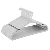 SONGMICS Kleiderbügel Kunststoff, 30er Set, Bügel, breite Schulterkerben, Stange für Hosen, um 360° drehbarer Haken, platzsparend, 41,6 x 21,4 cm, für Garderobe, grau CRP065G01