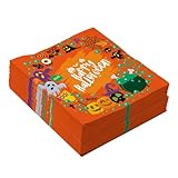 Wnddle 40 Stück Servietten Halloween, Tisch Dekoration, Halloween Servietten, Servietten Herbst Geburtstag Schwarz Orange Servietten mit Gruselig Kürbis Fledermaus Burg Halloween Deko Accessories