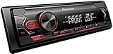 Pioneer MVH-S120UB, 1DIN Autoradio mit RDS, rot, halbe Einbautiefe, 4 x 50 Watt, USB, MP3, AUX-Eingang, Android-Unterstützung, 5-Band-Equalizer, ARC App