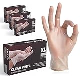 The Real Touch Einweghandschuhe, Transparente Vinylhandschuhe - Box mit 100 Stück, Einmalhandschuhe Puderfrei und Latexfrei, Vinyl Handschuhe Einweg für Küche, Reinigung und Lebensmittel (XL)