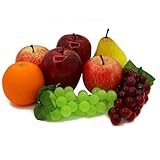 Laiiqi Künstliche Gefälschte Früchte, 8 Stück künstliche Obst-Mittelstücke Esstisch Dekorativ, lebensechtes Obst-Set enthalten gefälschte Äpfel, Traube, Orange, Birne, Schlangenfrucht