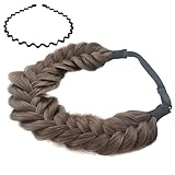 Norhogo Extensions Haarband Haarreifen Zopf Geflochten Wide Plaited Wedding Fluffy Braids, Unordentliches 2 Stränge Kunsthaar Geflochtenes Stirnband Elastisches Zopf Stirnband für Frauen Mädchen