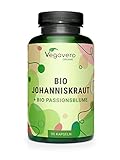 BIO Johanniskraut hochdosiert | mit BIO Passionsblume | BIO Extrakte aus Europa | Laborgeprüft | Hypericin - Flavonoide | Vegan - ohne Zusatzstoffe | Deutsche Produktion von Vegavero®