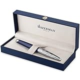 Waterman Carène Füller | Metall und blaue Lackierung | ziselierte Kappe | feine Feder aus 18-Karat-Gold | blaue Tinte | Geschenkbox