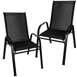 Gardlov Gartenstühle Stapelbar 2 Stück bis 150 kg - Klappstuhl 88 x 71 cm für Garten und Balkon - Widerstandsfähiger Stahlrahmen und PVC-Innenverkleidung - Lounge Sessel 25290
