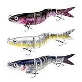 Ghazpmuk 3 Stück Angelköder, Kunstköder Wobbler, Mehrgelenkige Barsch Hecht Köder Set, Angelgeschenke für Süßwasser Salzwasser Forelle