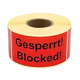 MD Labels Warnetiketten auf rolle 100x50mm 500 Stück Gesperrt! Blocked! Versandaufkleber - Versandhinweis Haftetiketten