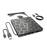 Pesderty Externes DVD-RW-Laufwerk USB 3.0 Typ C -Schnittstelle Slim DVD-CD-Lesegerät Player Optisches Laufwerk für Laptop-PC