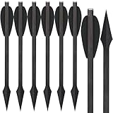 WANVZMR 6,3' Carbon Pistole Armbrust Bolzen Pfeile mit Jagdspitzen Jagdpfeile,Mini Armbrustbolzen Armbrustpfeile für 50-110lbs Pistolenarmbrust Präzisionsziel,Schießübungen Jagd (Schwarz 6pcs)