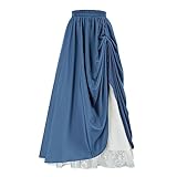 Halloween-Kostüm für Damen, Western-Renaissance-Röcke, Vintage, mehrlagig, Maxi-Rock, elegantes Kleid, Cosplay-Outfits, blau, XXL