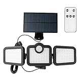 FOREVER Light Sunari FLS-04 Solarleuchte LED 8W, 600 Lumen, 6000K 2400mAh Akku PIR-Bewegungssensor, Drei Modi, IP65 wasserdicht Außenbeleuchtung mit Fernbedienung fur Garten, Balkon