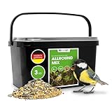 Premium Vogelfutter 3 Kg - Allround Mix - Energiereiches Wildvogelfutter - Ganzjahresfutter - Hochwertige Körnermischung mit Sonnenblumenkernen