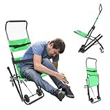 Tragbarer Treppenlift, Treppenstuhl Senioren mit Sicherheitsgurten, Verstellbare Reiserollstuhl Manueller Transport Treppenstuhl für Behinderte Erwachsene ältere Menschen und Behinderte (Grün)