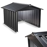 Juskys Metall Mähroboter Garage mit Satteldach - 86x98x63 cm - Sonnen- & Regenschutz für Rasenmäher - anthrazit - Rasenroboter Carport