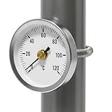 Rohrtemperaturmessgerät – verstellbarer Edelstahl | 63-mm-Zifferblatt-Thermometer für, Wärmetauscher, Rohre, Dampf, Öl, Innen- und Außenbereich, Industrie, Hausgarten