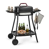 Klarstein Gatsby Elektrogrill Standgrill Tischgrill, Leistung: 2000 W, EasyGrill Concept, Grillfläche: 40 x 36 cm/Aluminiumdruckguss/Antihaft/Grillhaube, zwei Seitentische, schwarz