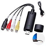 USB 2.0 Audio Video Grabber, VHS Digitalisieren Gerät Konverter Audio Videokassetten Digitalisieren VHS auf PC zu Digital Converter Video Capture Card für Windows XP/Vista/10/8/7
