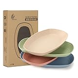 Taasmoog 4Teilig Ovale Speiseteller bruchfest(30cm) - Essteller Plastik Mehrweg, Sicher & Leicht Plate für Esszimmer RV Party Picknick Camping, Mikrowellenfest