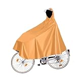 Wasserdicht Radfahren Regen Poncho, Fahrrad Compact Regen Cape, Radfahren Regen Poncho mit Kapuze, für Fahrräder, Mountainbikes, Elektrofahrräder （Orange）