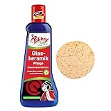 POLIBOY Glaskeramik Pflege - Keramikpflege mit Einbrennschutz - Kochfeldreiniger für Glaskeramik - 1x 200 ml - Mit Schwamm - Made in Germany