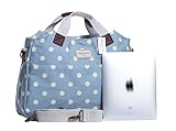 Laptoptasche für Damen, Wachstuch, Blumenmuster, gepunktet, Himmelblau gepunktet, One size