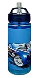 Scooli Trinkflasche Hot Wheels - Trinkflasche für Kinder mit Motiv - Wasserflasche aus Kunststoff BPA frei - ca. 500ml Fassungsvermögen - integrierter Strohhalm - ideal für Kindergarten und Schule