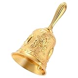 Handglocke Retro Hand Glocke Hand Tischglocke Resturant Service Glocke Handklingel für Schule Kirche Hotelservice Hochzeit Abendessen, Gold