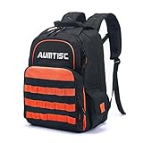 AUMTISC Werkzeug-Rucksack, robuster Rucksack für Baustellen, Werkzeugtasche mit Mehrzwecktasche, Industrie- und Bauarbeit-Rucksack, orange