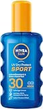 NIVEA SUN UV Dry Protect Sport Sonnenspray LSF 30 (200 ml), 100% transparenter Sonnenschutz speziell für Sportler, schweißresistente & extra wasserfeste Sonnencreme